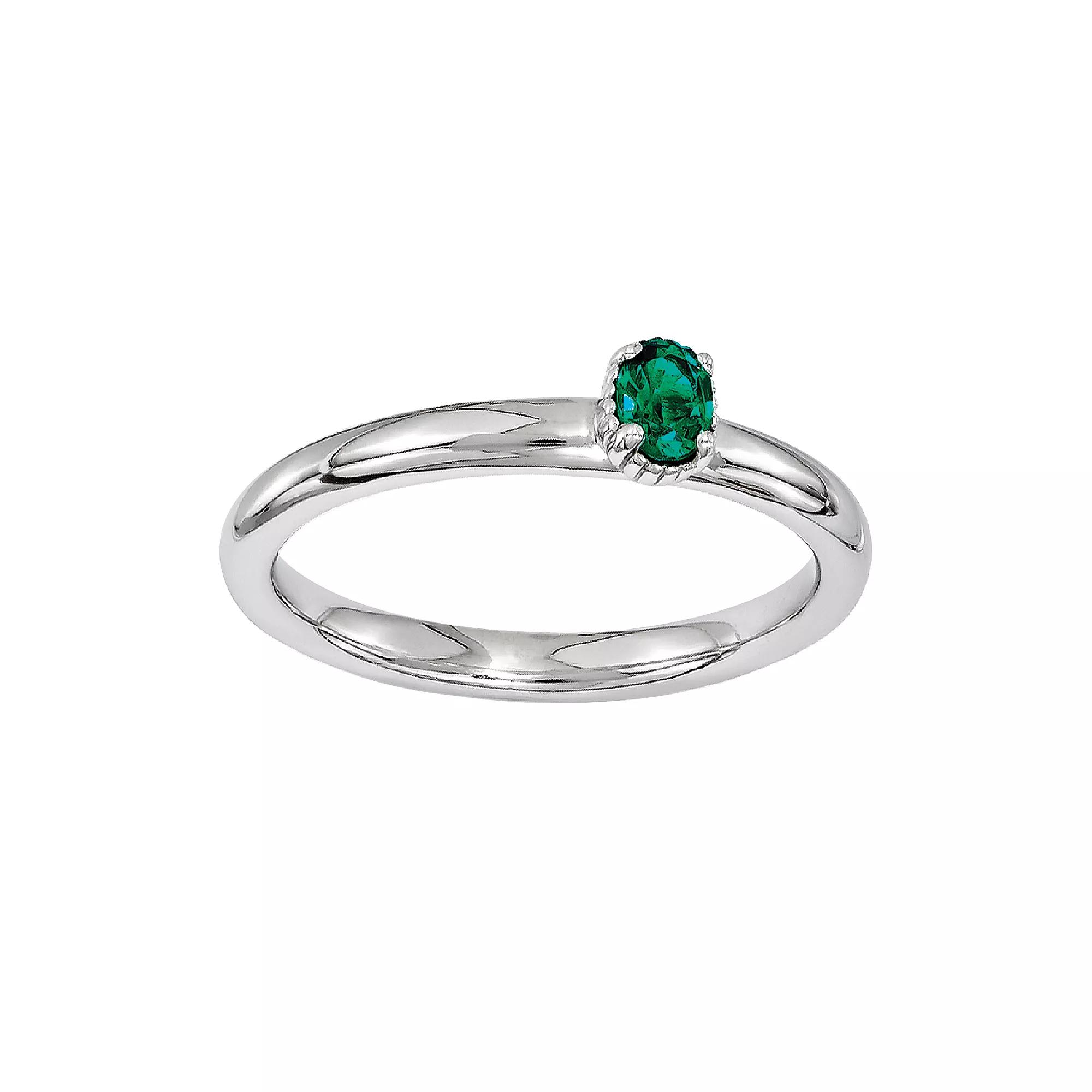 Stacks & Stones Sterling Silver Lab-Created Emerald Stack Ring, Women's, Size: 6, Green Product Image