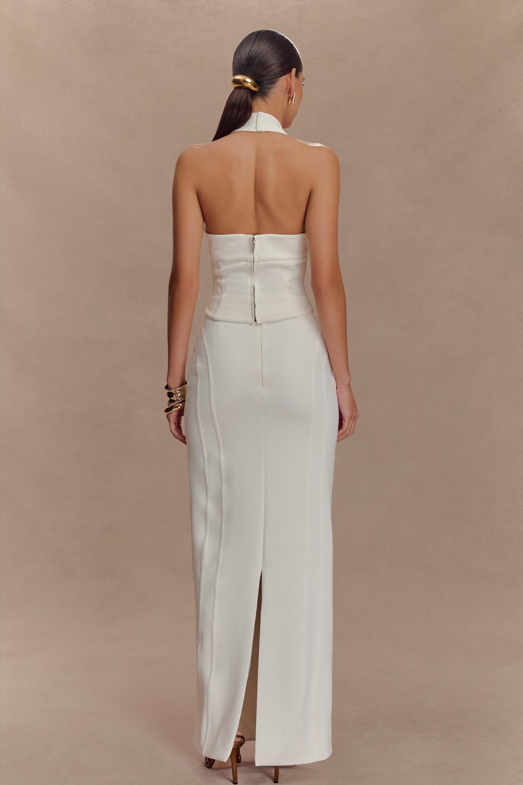 Alma High Waist Maxi Skirt - White Product Image