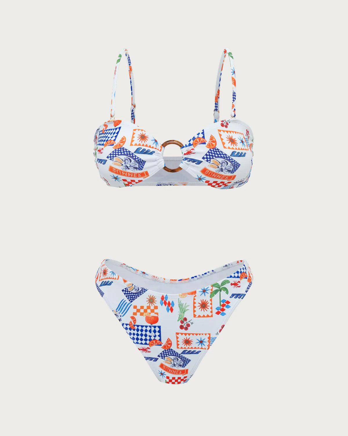 White Floral O-Ring Bikini Set Product Image