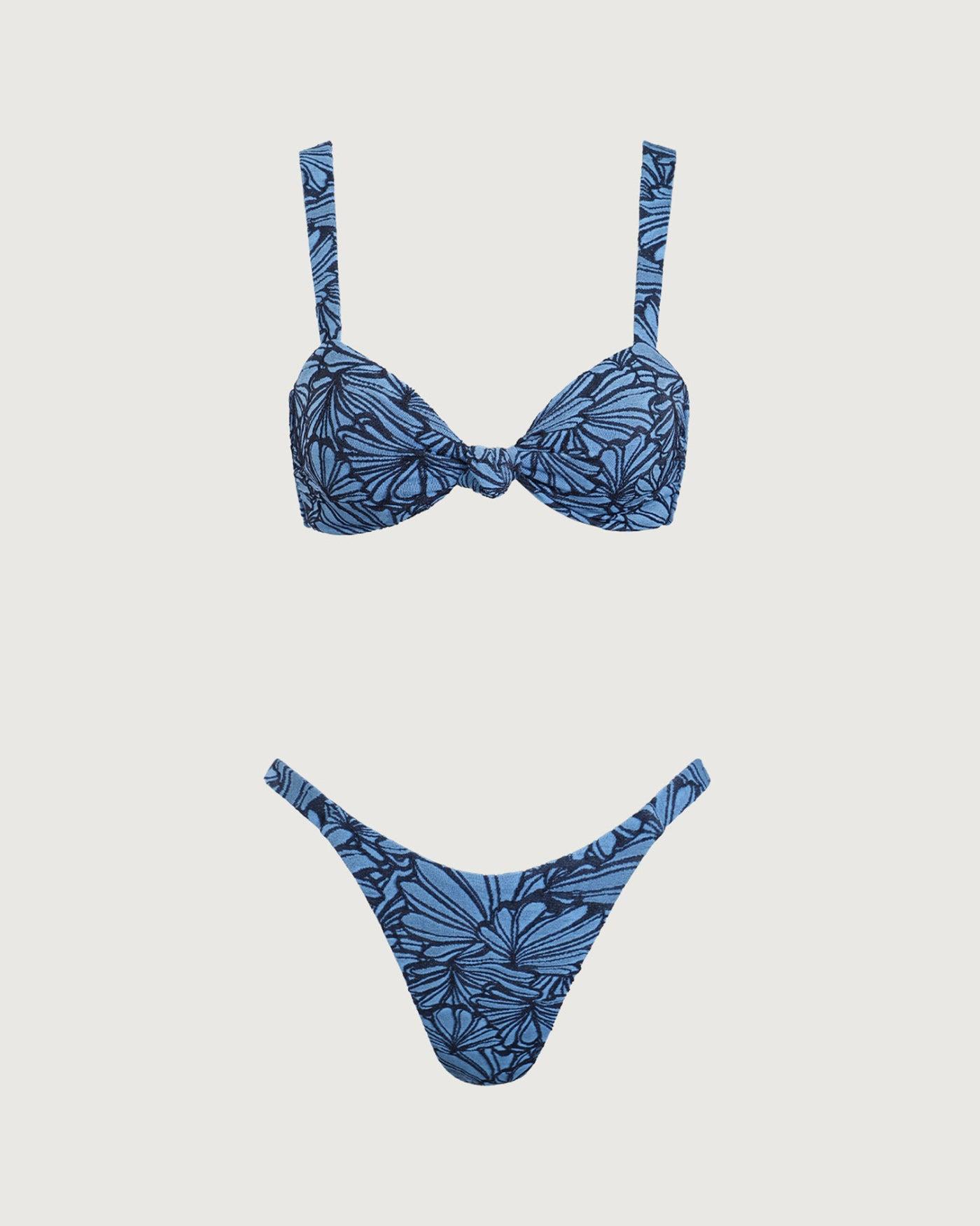 Blue Floral Twist Bikini Set Product Image