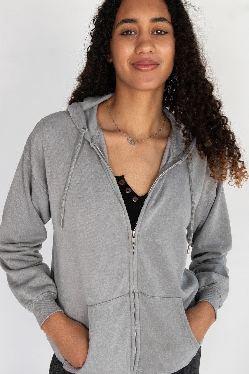 Stone Wash Oversized Zip Up Hoodie Product Image
