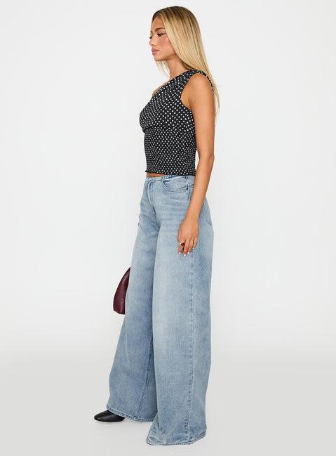 Bowe Low Rise Wide Leg Jeans Blue Product Image