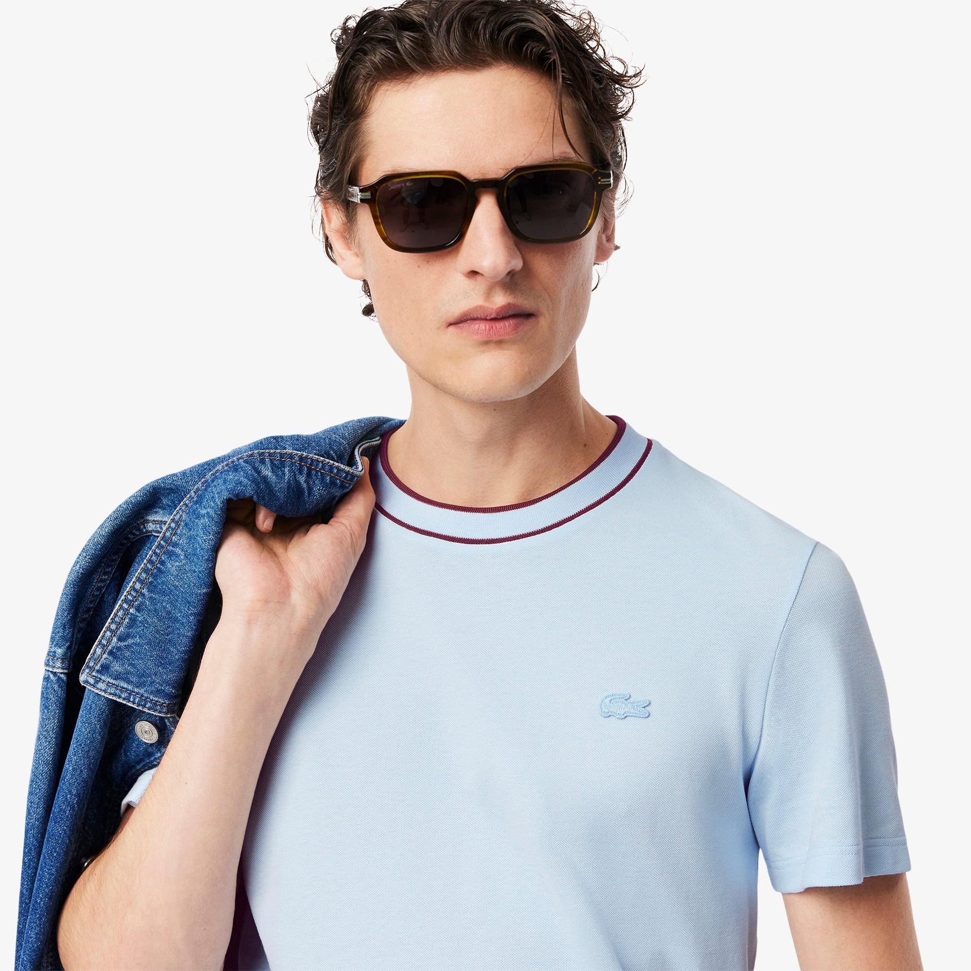 Men's Stretch Piqué Striped Collar T-Shirt Product Image