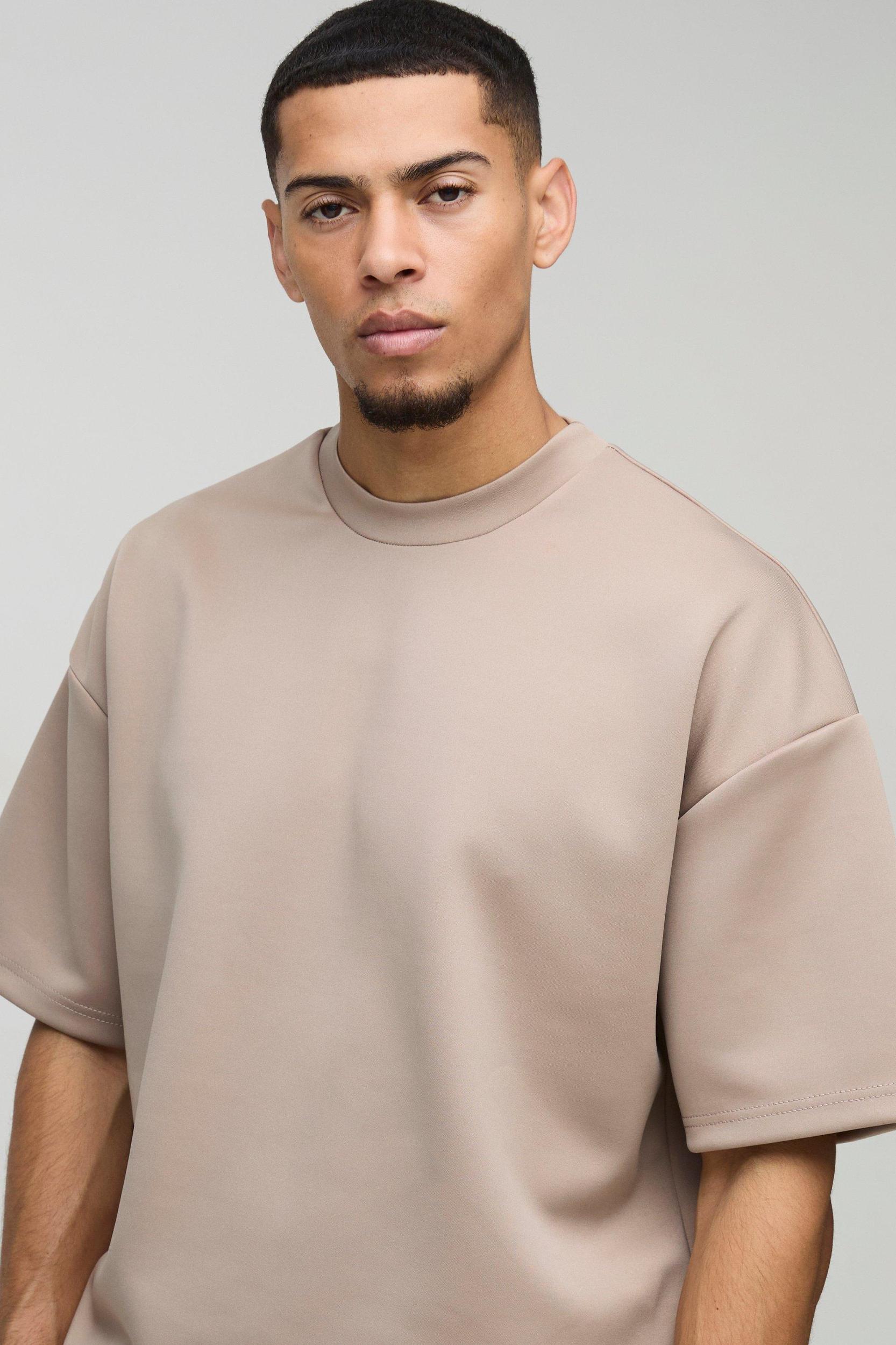 Oversized Boxy Bonded Scuba T-Shirt & Stacked Sweatpants Tracksuit | boohooMAN USA Product Image
