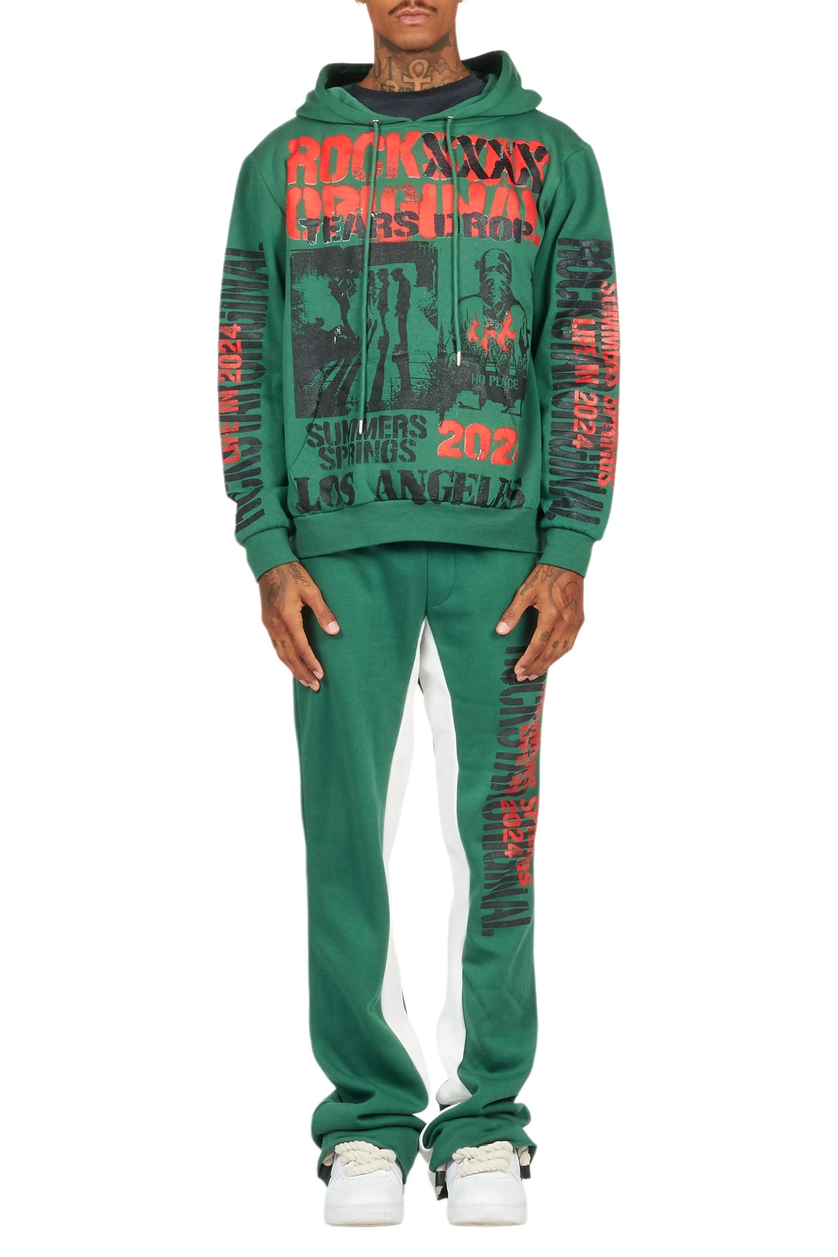 Omer Green Hoodie/Baggy Track Pant Set Male Product Image