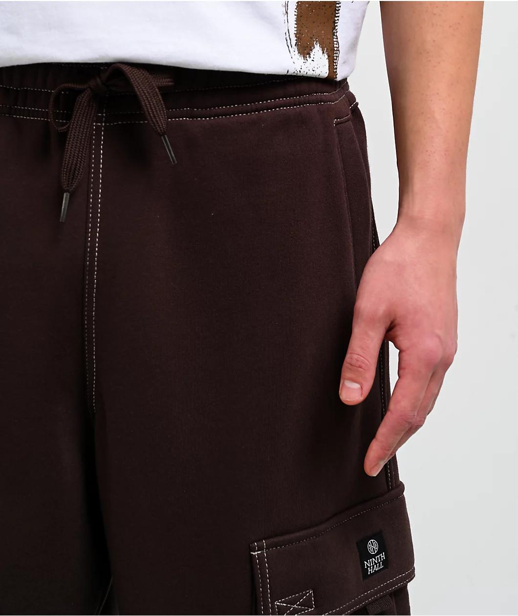 Ninth Hall Stash Brown Baggy Cargo Sweatpants Product Image
