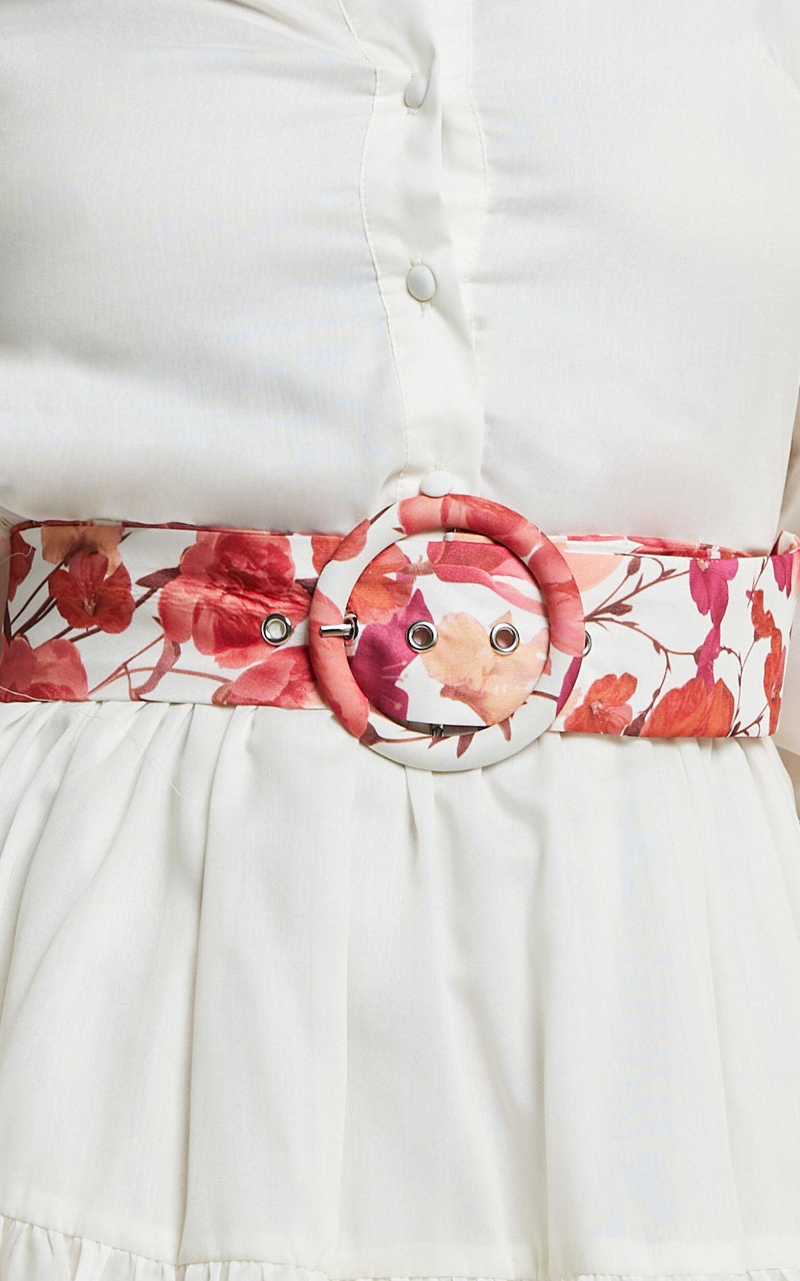 Becky Mini Dress - Long Bishop Sleeve Tiered Dress in Wildflower Print Product Image