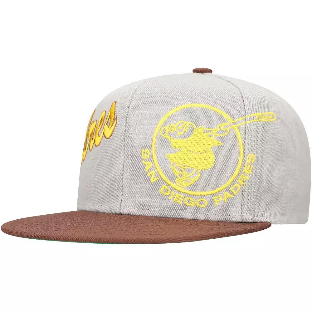 Men's Mitchell & Ness Gray/Brown San Diego Padres Knock Out Panel Snapback Hat, Grey Product Image
