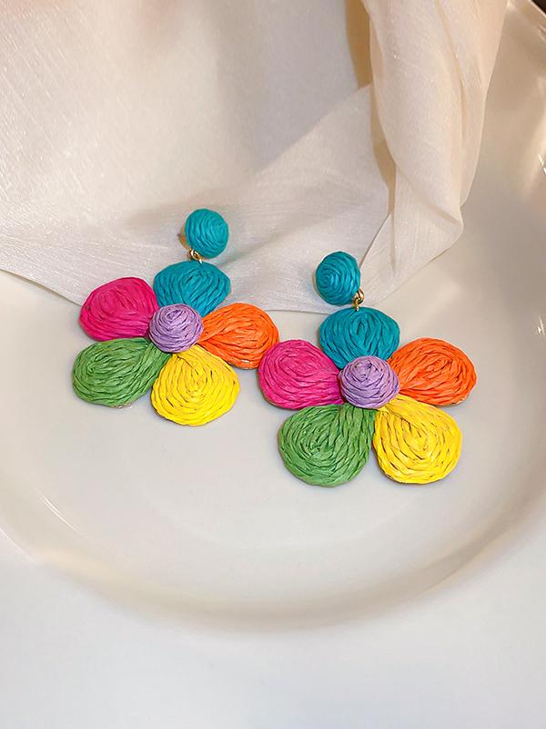 Colorful Flower Shape Drop Earrings Product Image