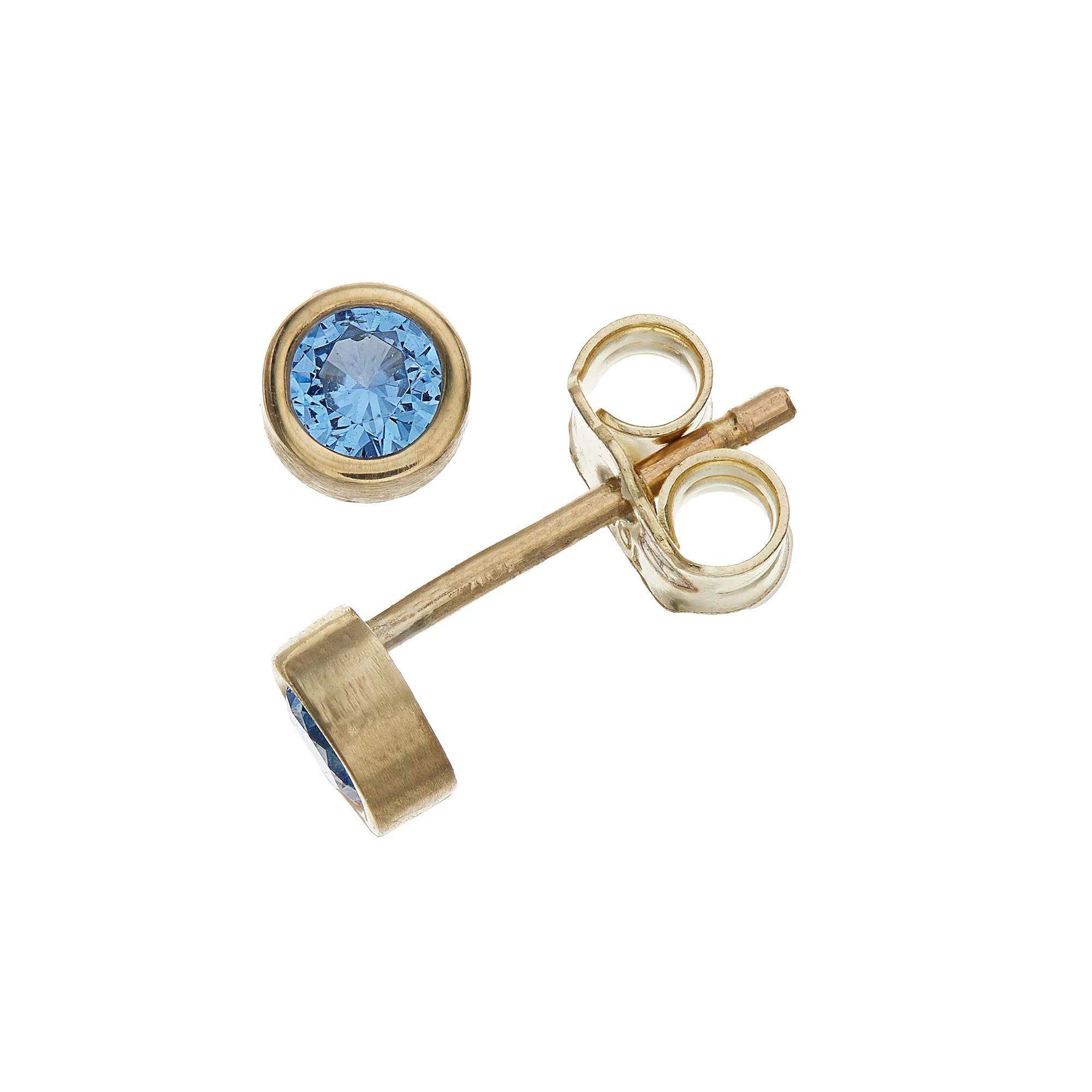 Kristen Kesho 10k Gold Round Birthstone Bezel Stud Earrings, Women's, December Product Image