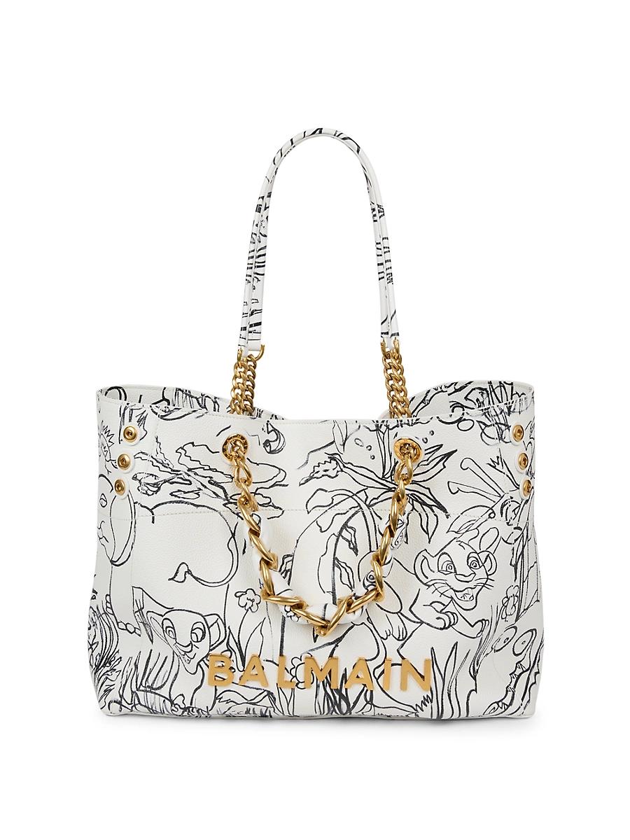 Womens Disney x Balmain: The Lion King1945 Leather Cabas Tote Bag Product Image