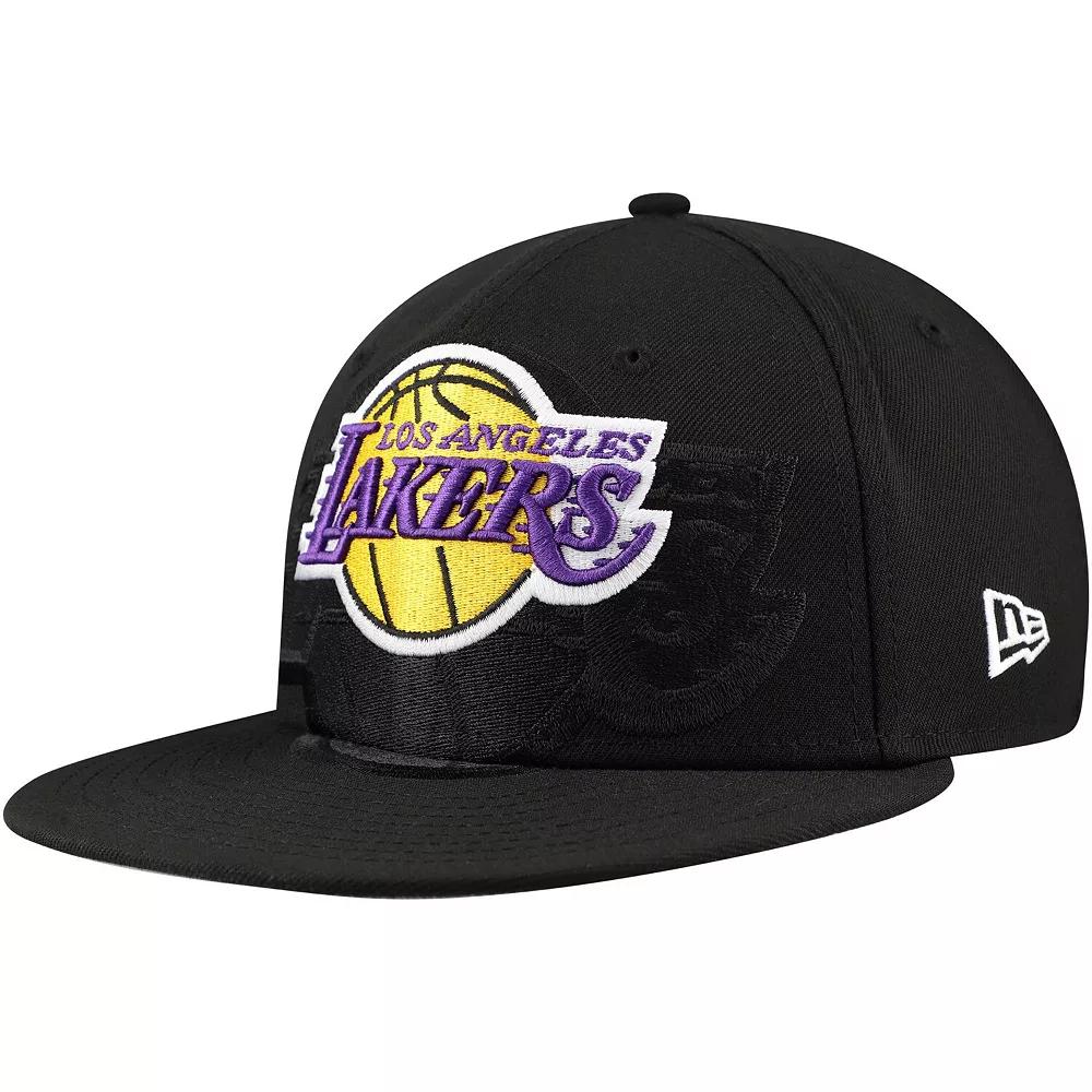 Men's New Era Black Los Angeles Lakers Blackout Shadow Logo 59FIFTY Fitted Hat,  Product Image