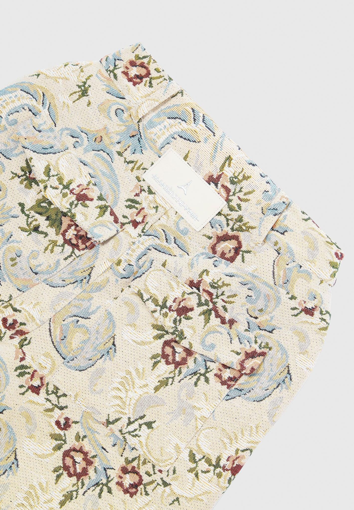 Anne - Floral Jacquard High Waisted Cargo Pants - Beige Female Product Image