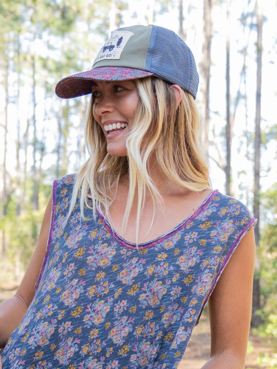 Hangout Cotton Midi Dress - Slate Floral Blooms Product Image