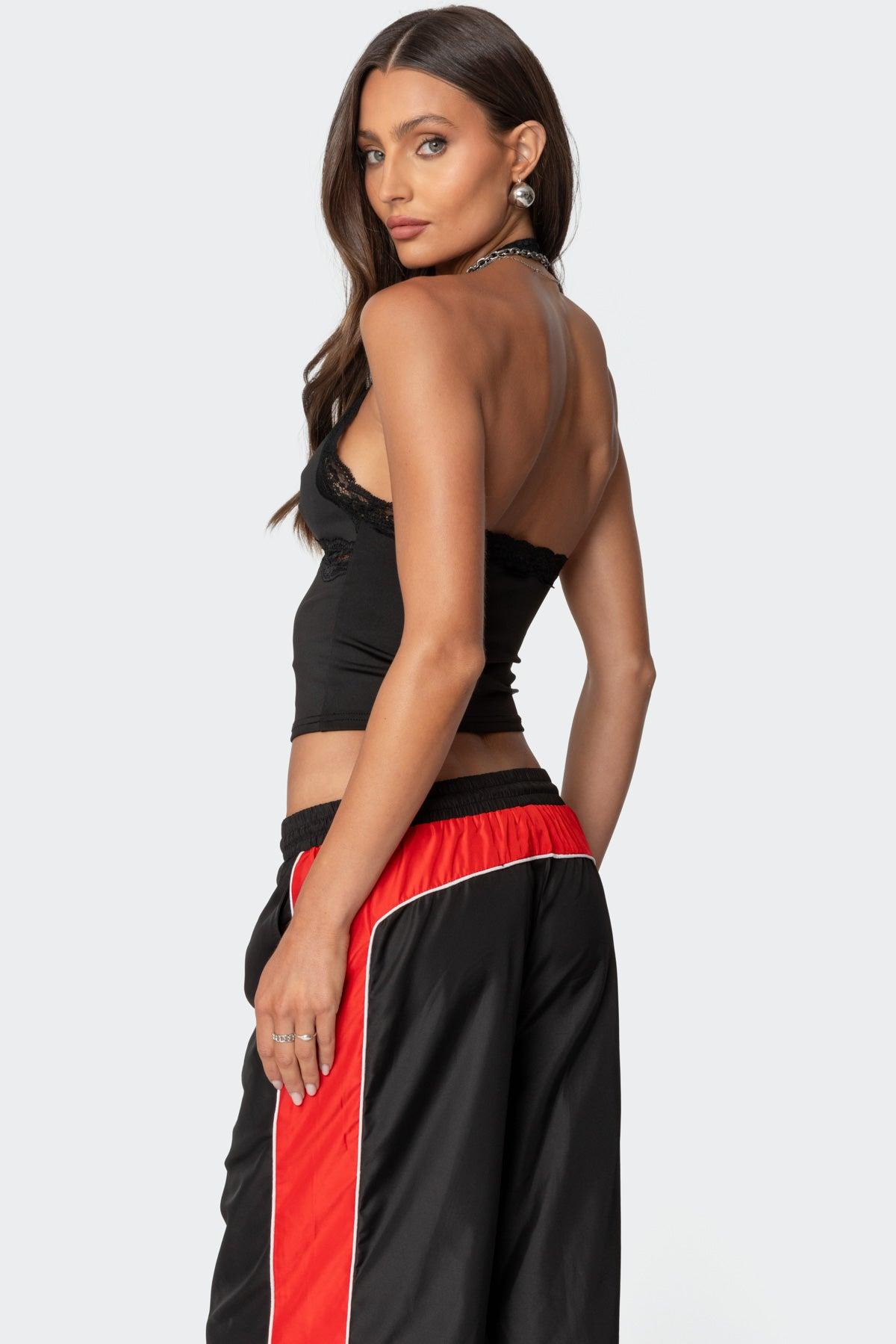 Cindi Lace Trim Halter Top Product Image