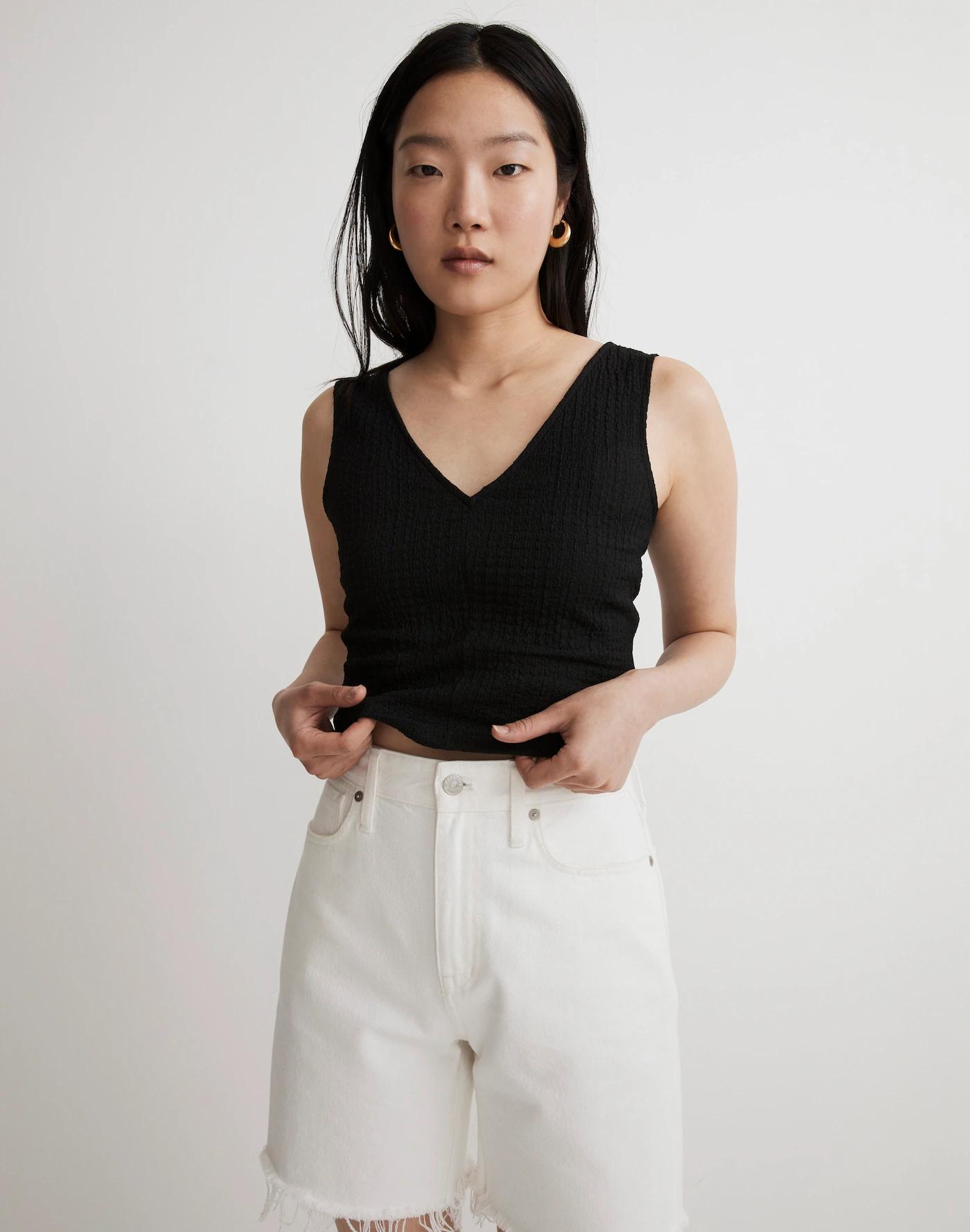 V-Neck Sleeveless Crop Top Product Image