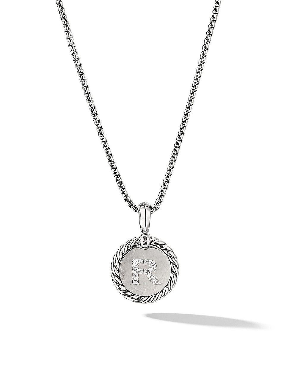 Womens Initial Charm Necklace in Sterling Silver Product Image