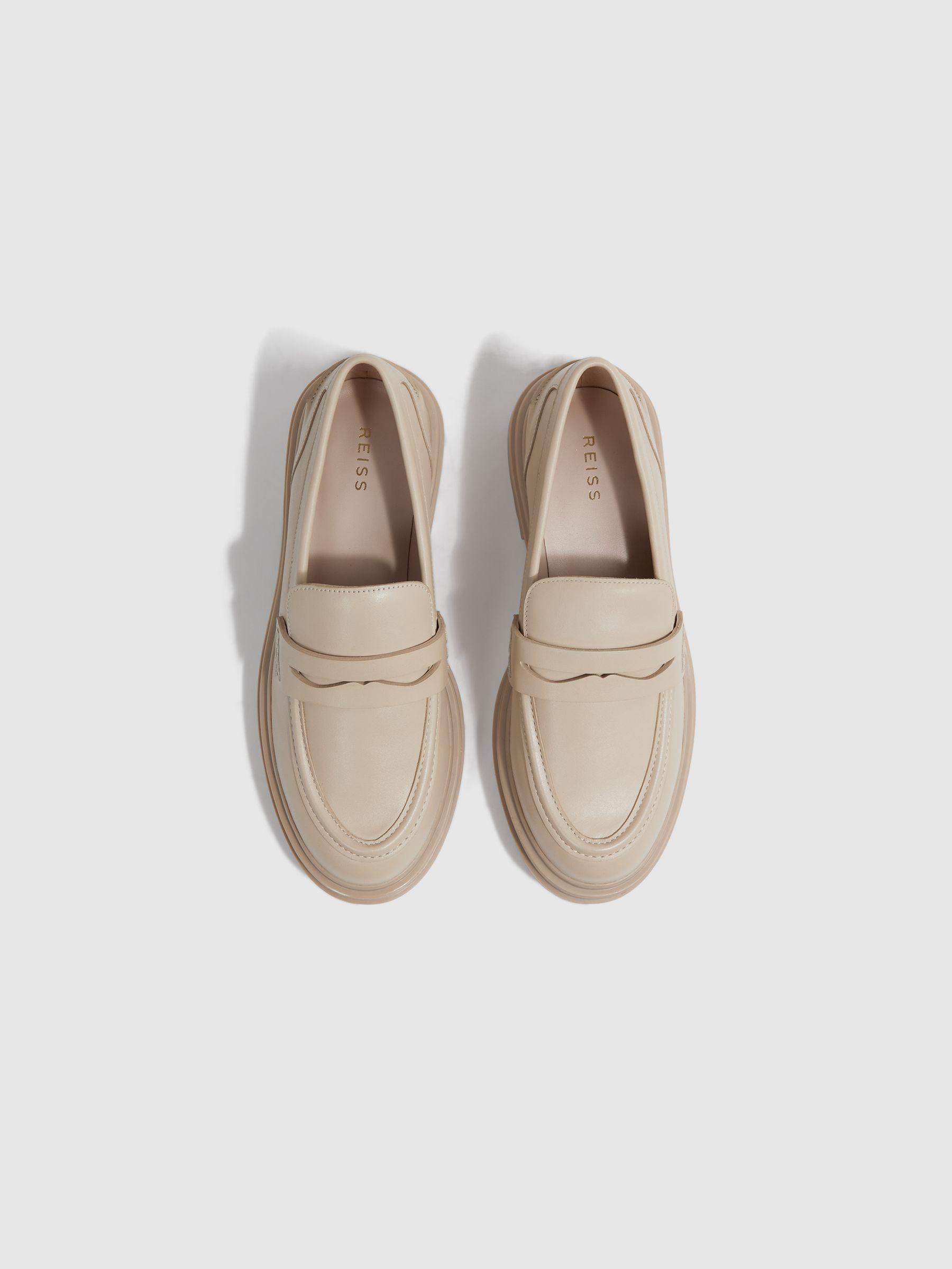Leather Chunky Cleated Loafers in Ecru Product Image