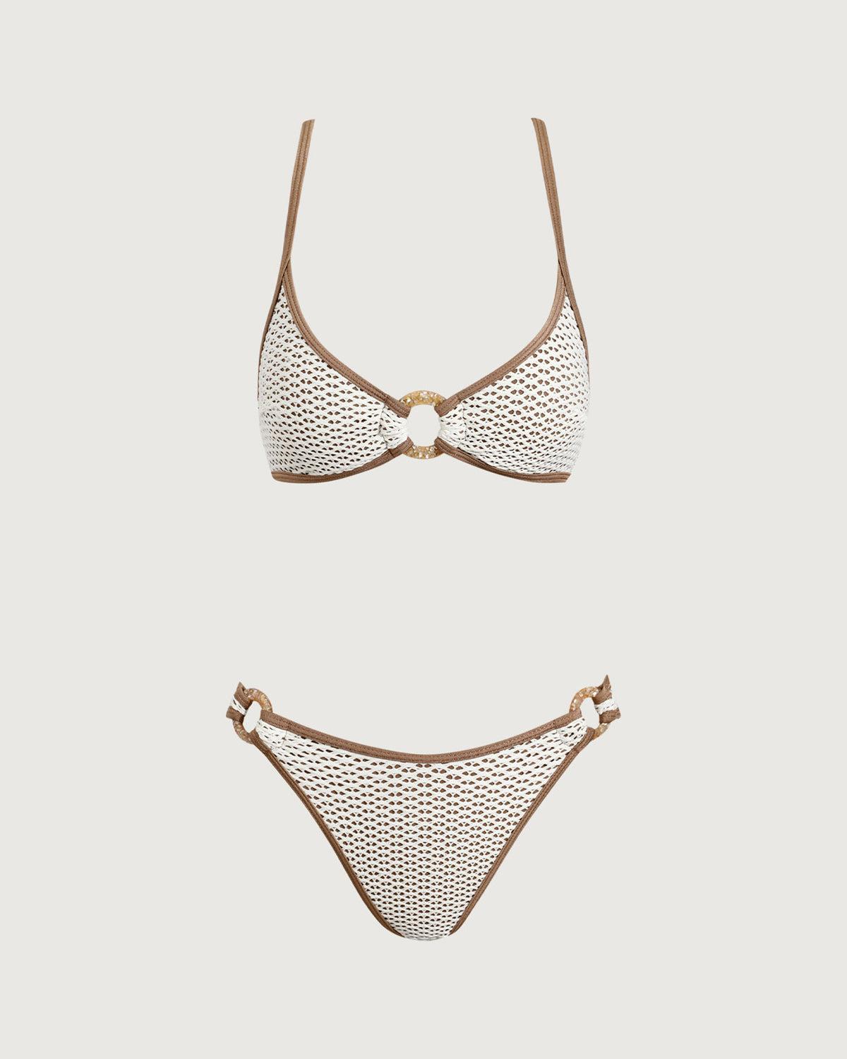 Brown Contrast O-Ring Bikini Set Product Image