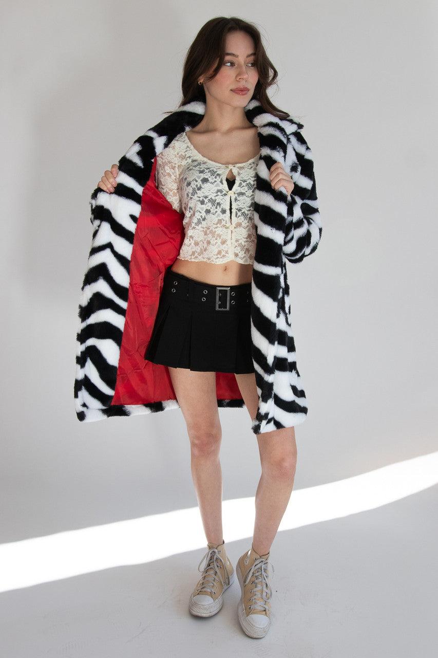 Faux Fur Knee Length Coat Product Image