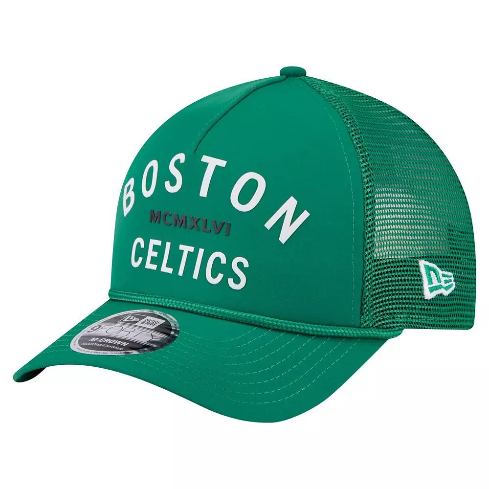 Men's New Era Kelly Green Boston Celtics Minimalist A-Frame 9FORTY Trucker Hat Product Image