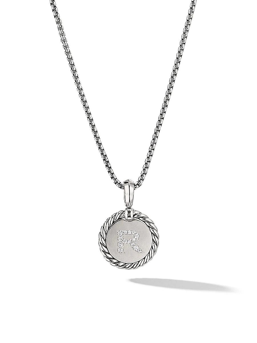 Womens Initial Charm Necklace in Sterling Silver Product Image
