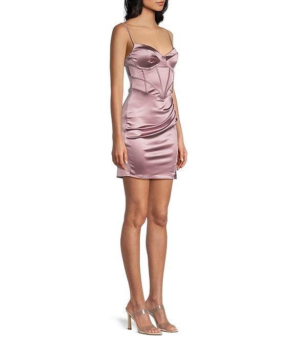 B. Darlin Sweetheart Neck Spaghetti Strap Front Slit Dress Product Image