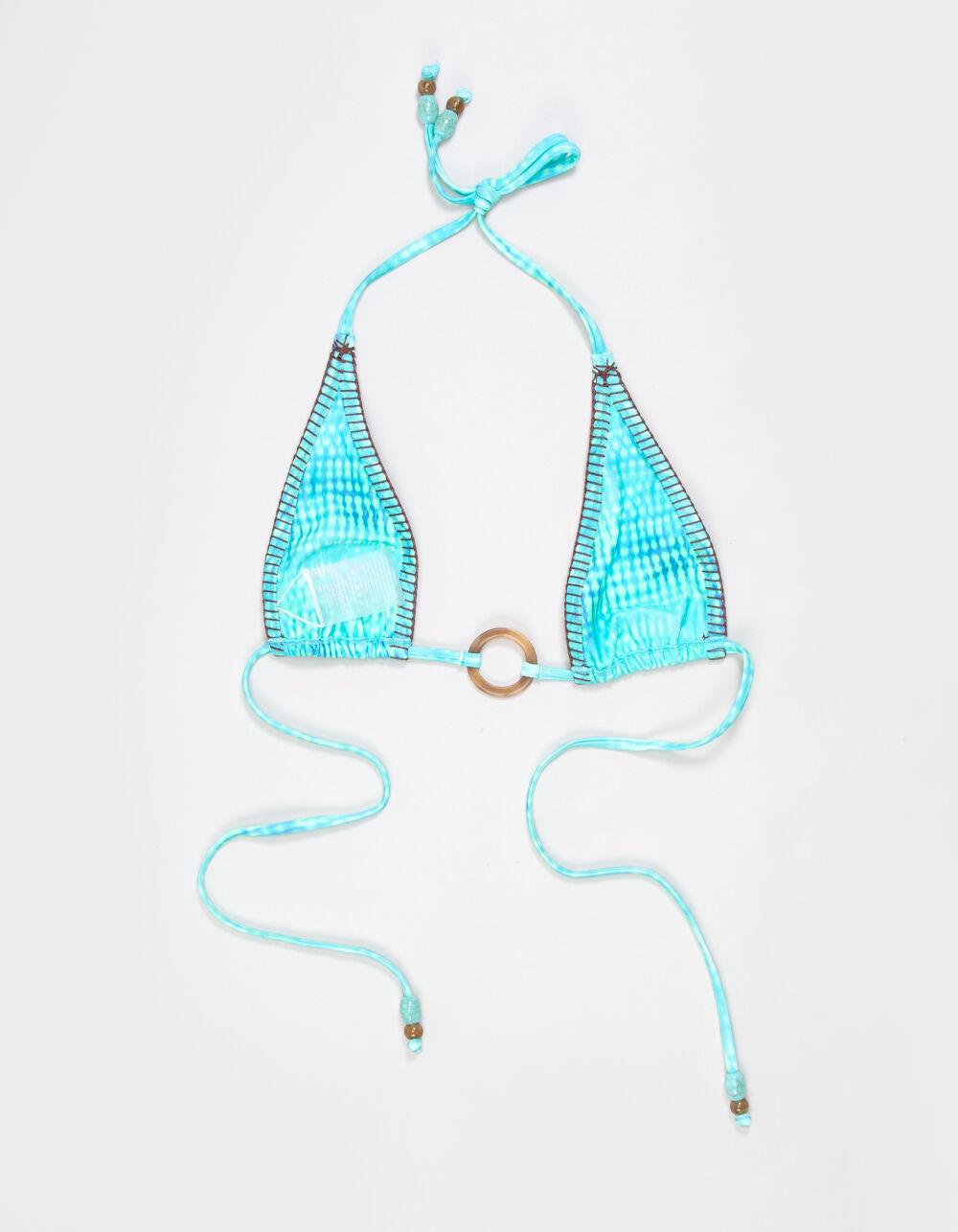 KULANI KINIS Summer Seas High Triangle Bikini Top - BLUE COMBO Product Image