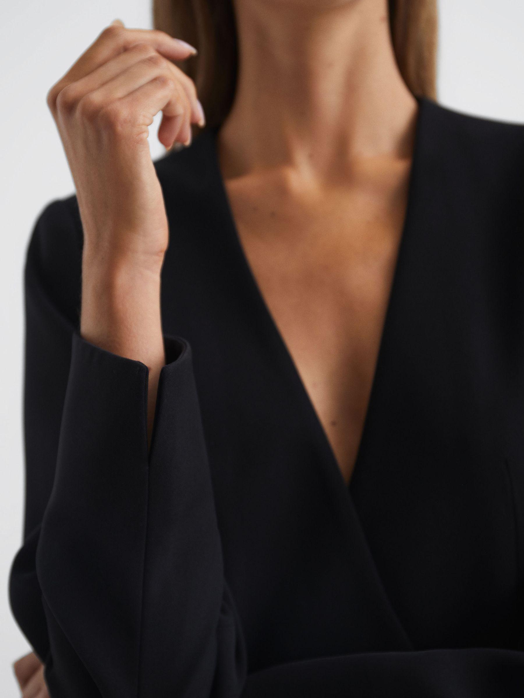 Collarless Double Breasted Suit Blazer in Black Product Image