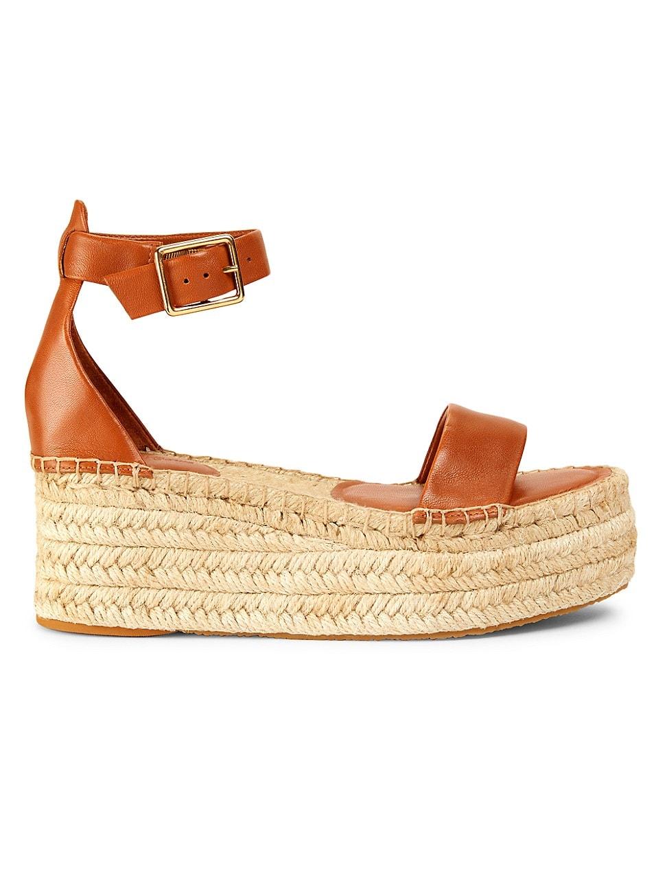 Womens Deluxe Leather Platform Espadrille Sandals Product Image