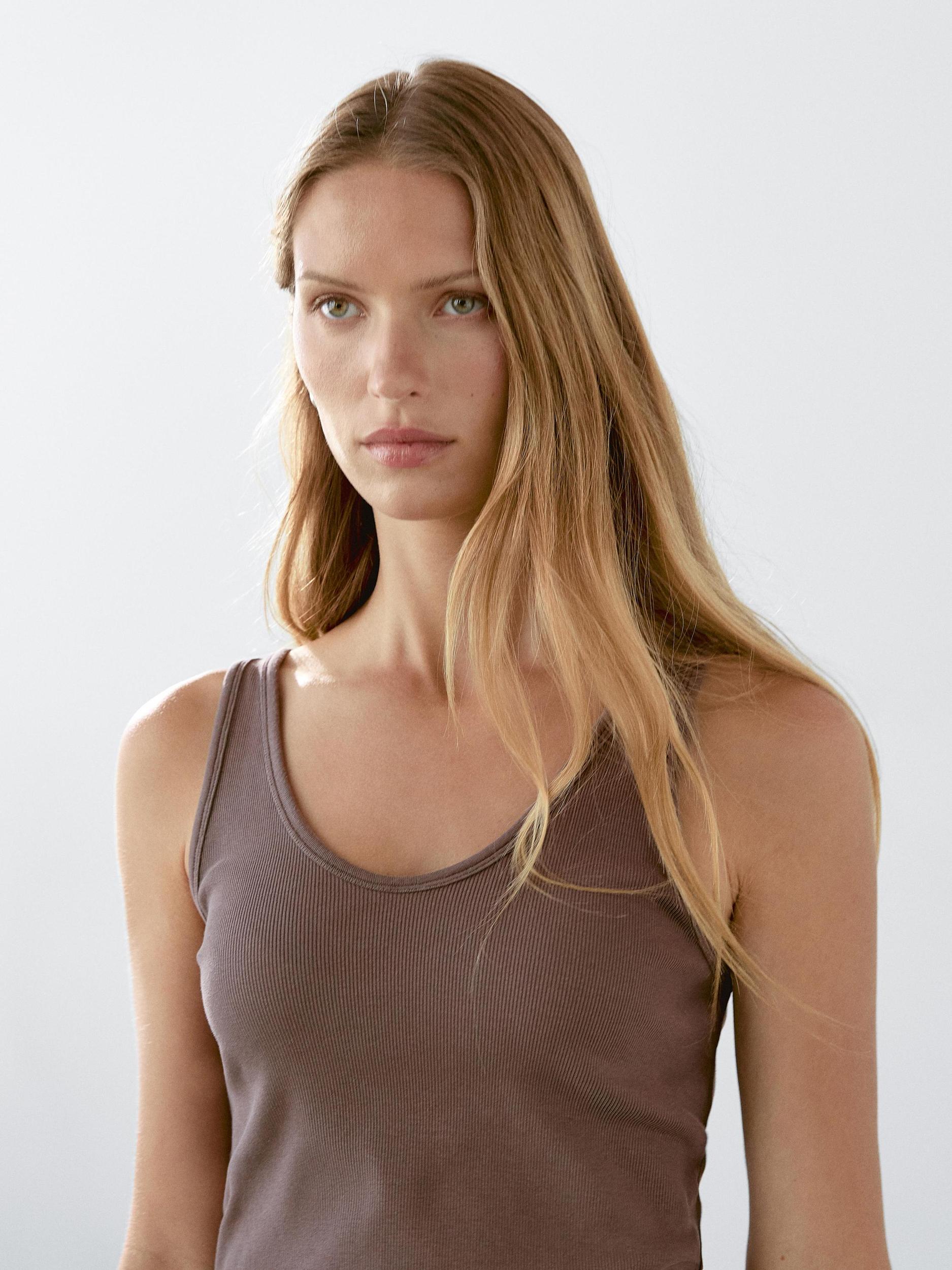 Cotton blend strappy top Product Image