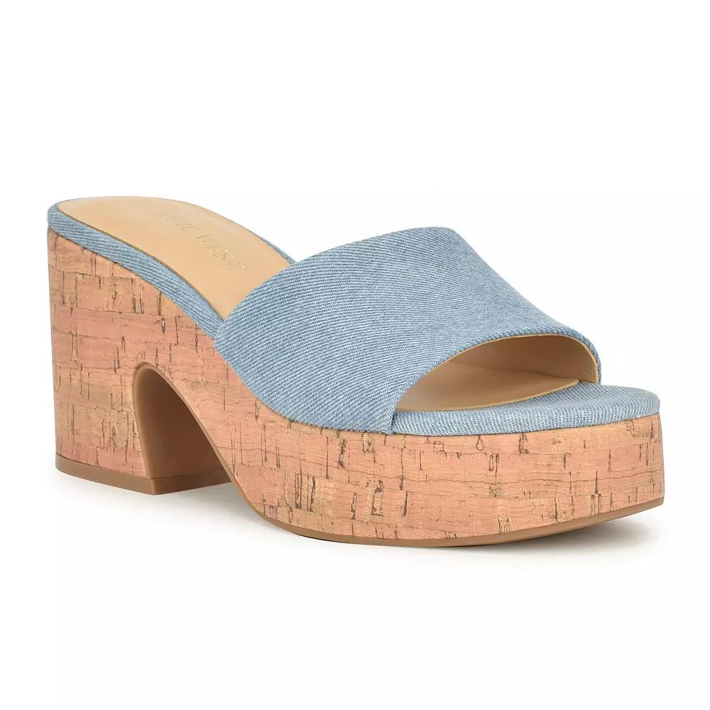 Nine West Barta Women's Open Toe Wedge Sandals, Size: 6, Light Blue Blue Product Image