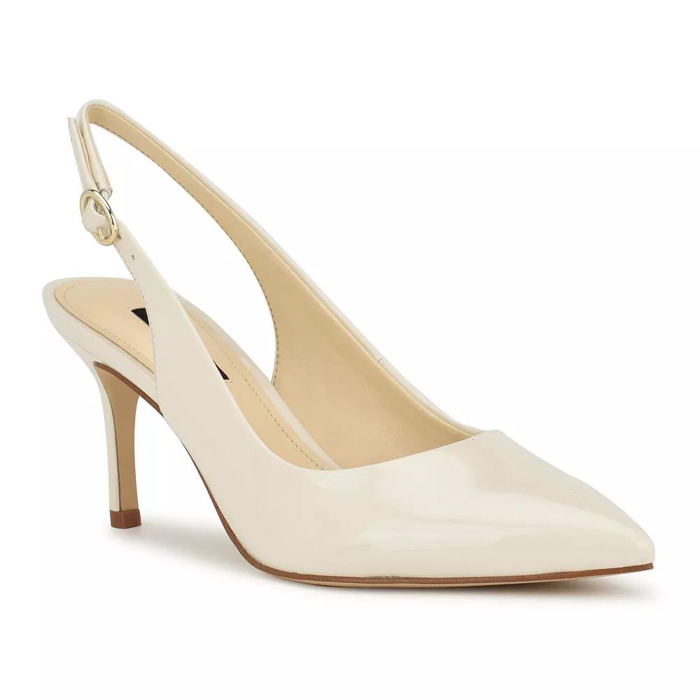 Nine West Menora Women's Sling Back Pumps, Size: 8.5, Ivory Patent Product Image