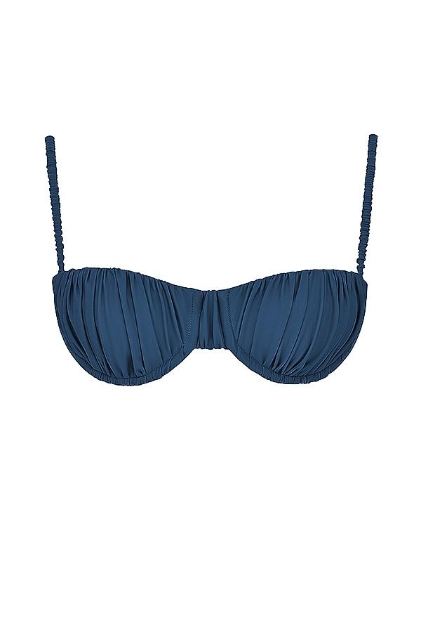 Cassis  deep blue ruched bikini top Product Image