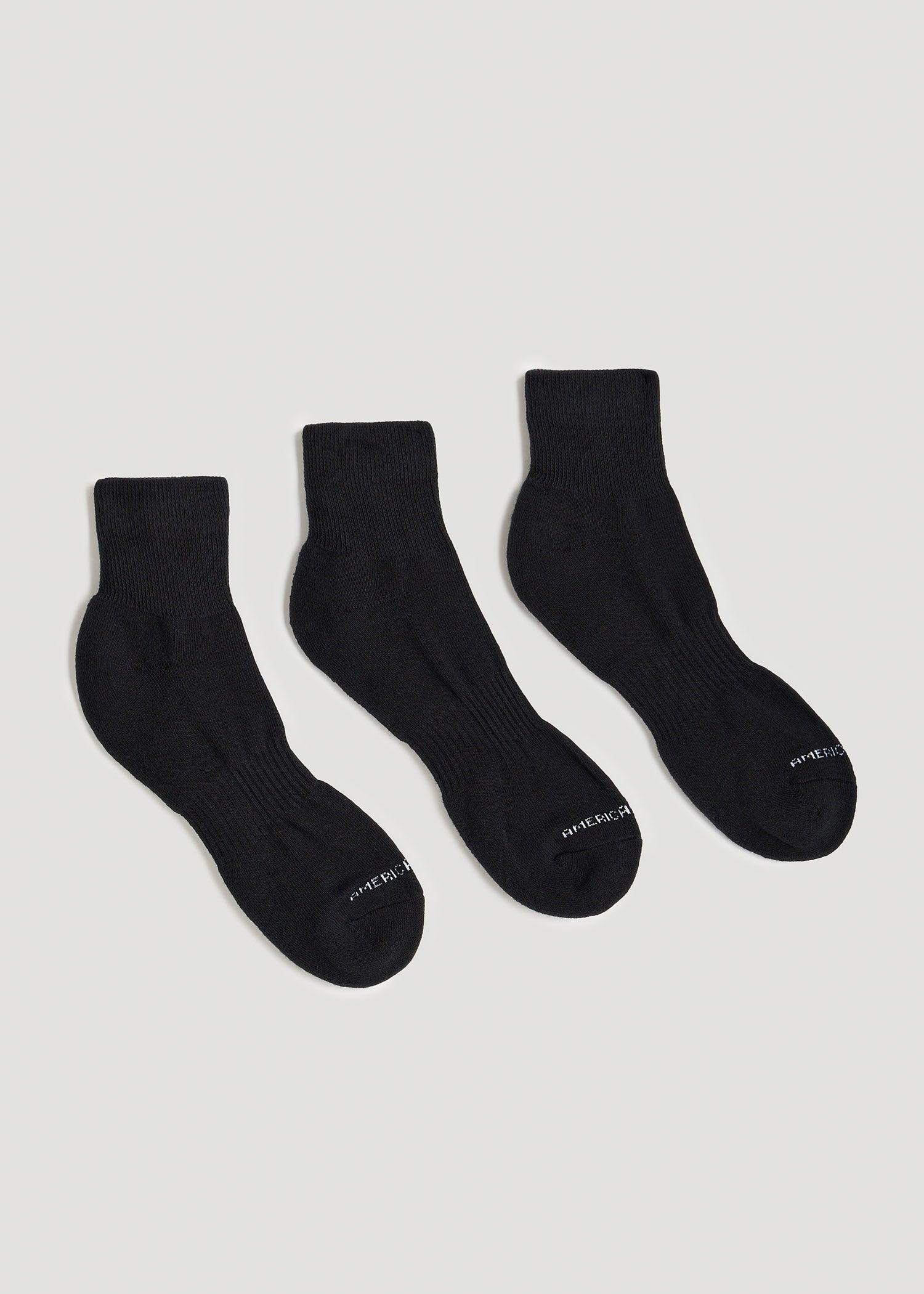 Athletic Mid Ankle Socks (X-Large Size: 14-17) for Tall Men in Black Male Product Image