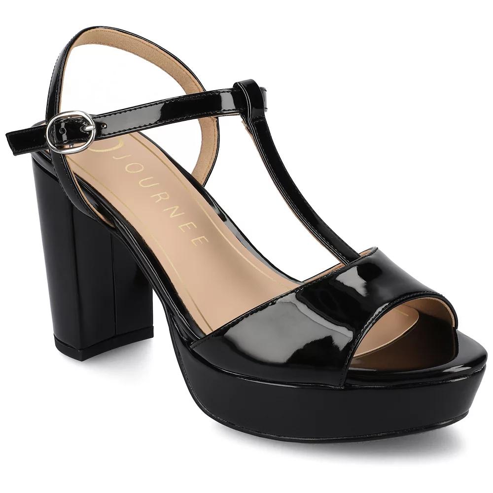 Journee Women's Nalie T-Strap Platform Dress Sandals,  Product Image