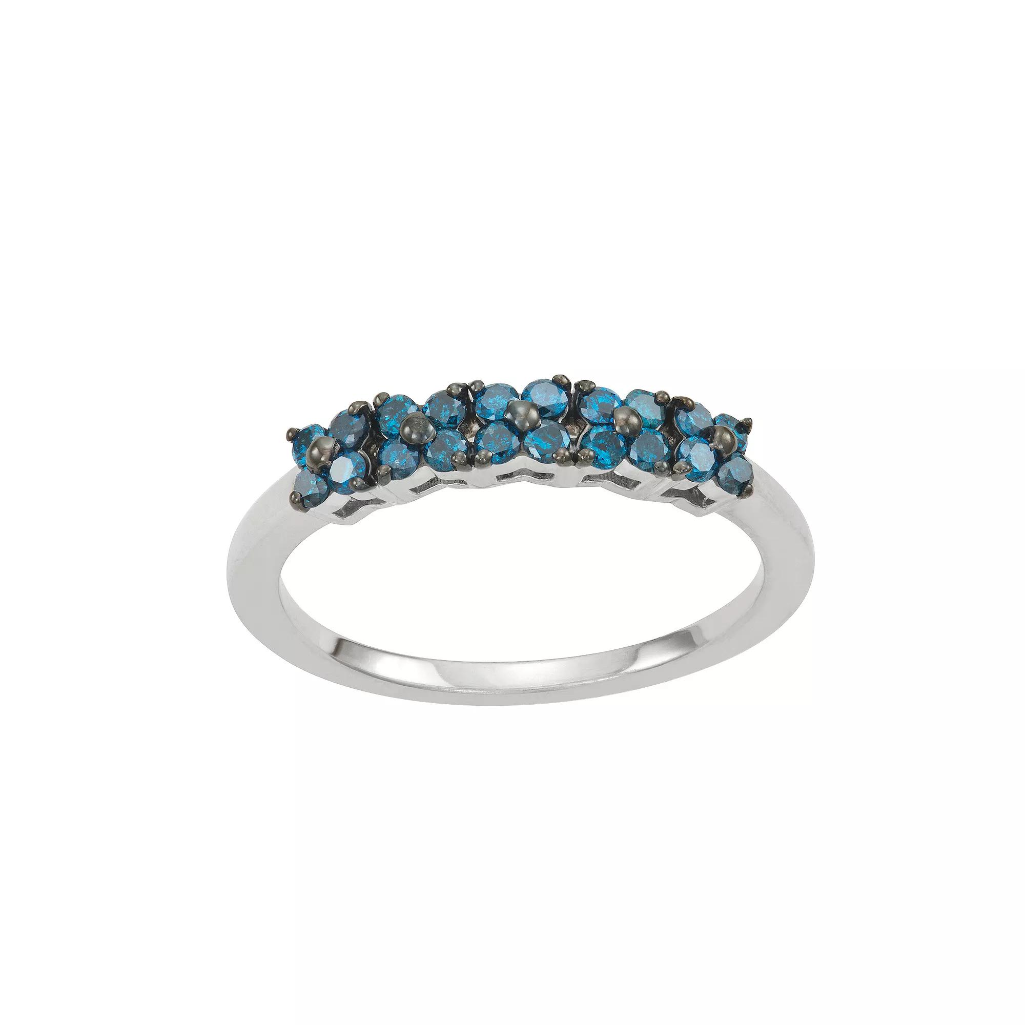 Jewelexcess Sterling Silver 1/3 Carat T.W. Blue Diamond Ring, Women's, Size: 9 Product Image