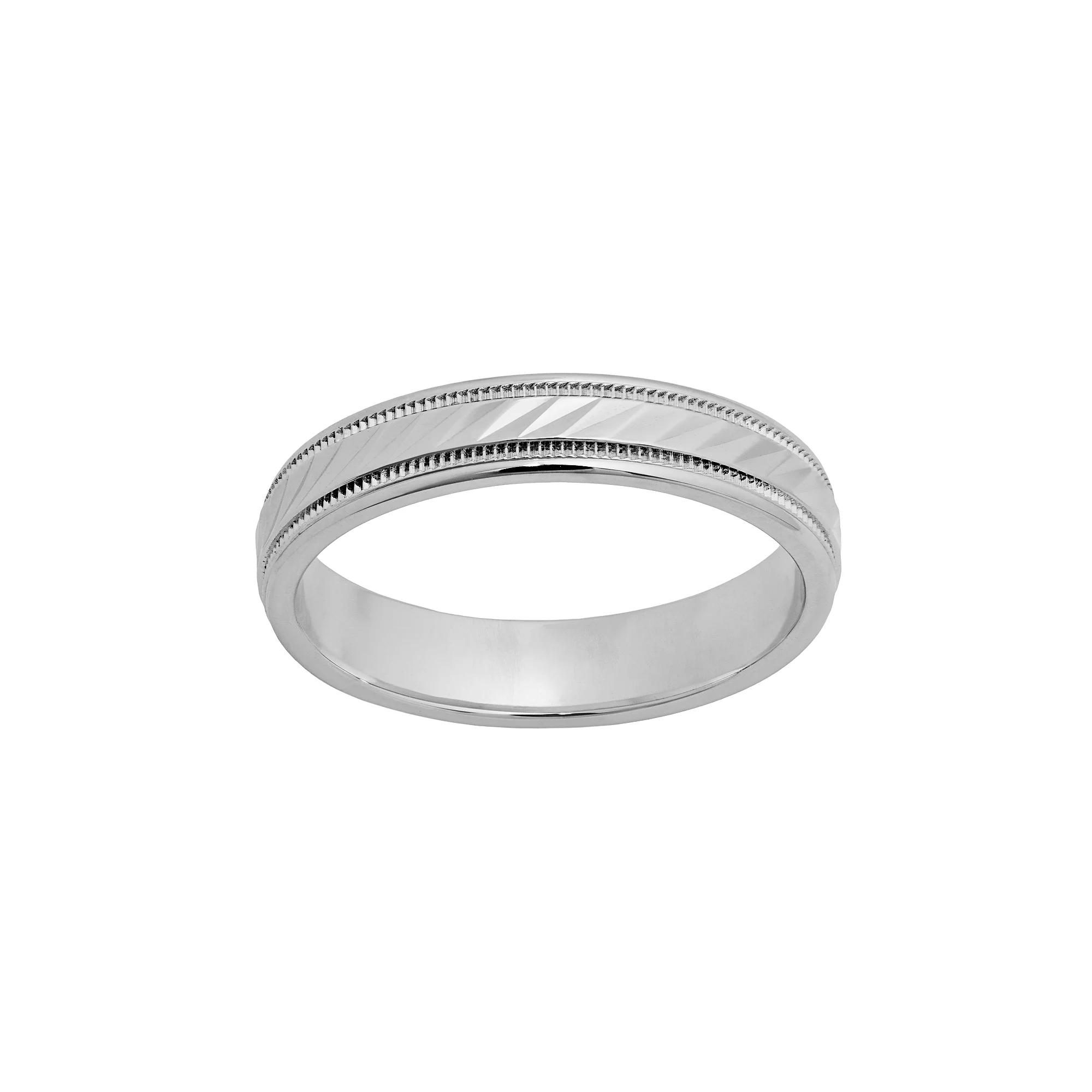 Sterling Silver Wave Wedding Ring, Men's, Size: 7.50, Grey Product Image