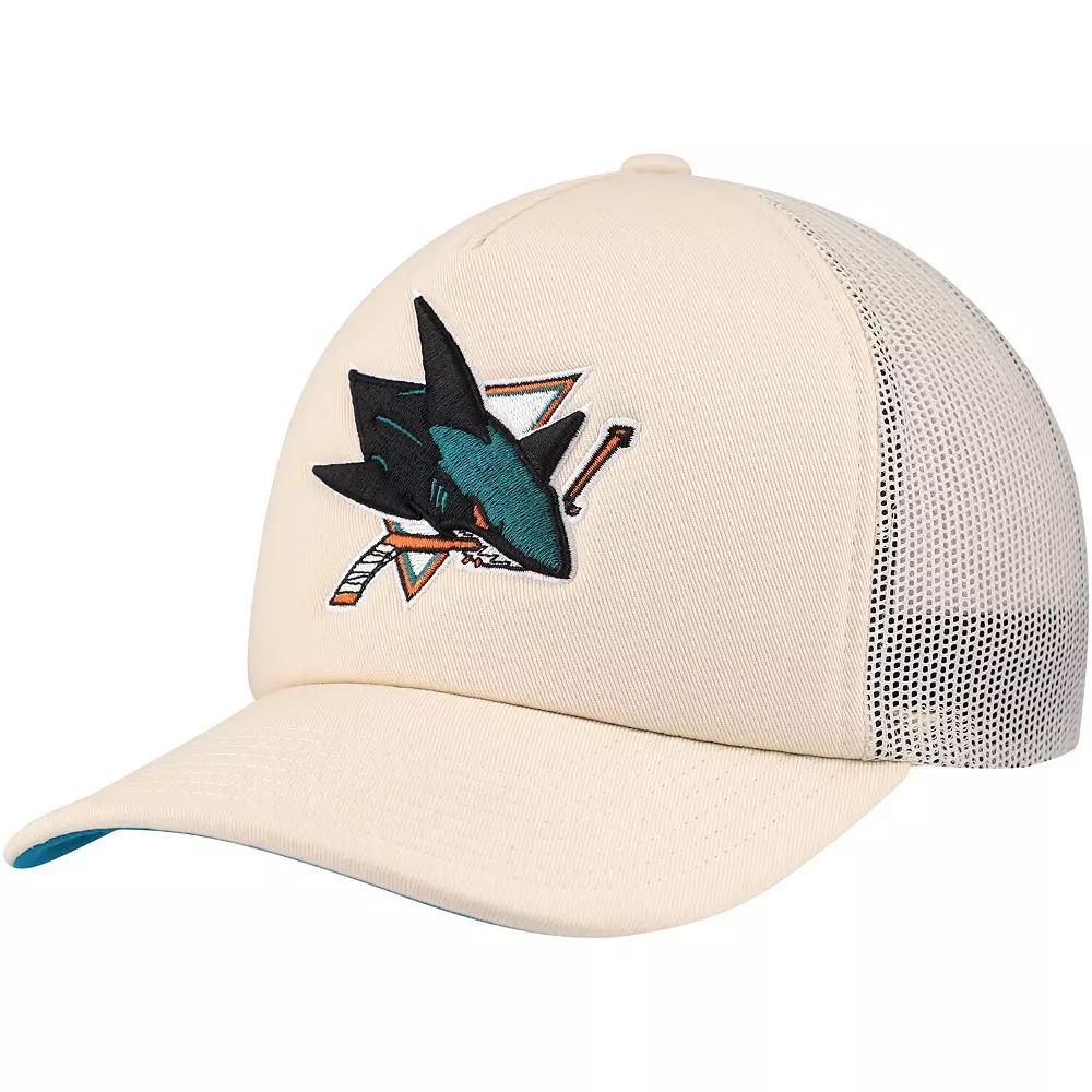 Men's Mitchell & Ness Cream San Jose Sharks Foam Front Trucker Adjustable Hat, Sks Beige Product Image
