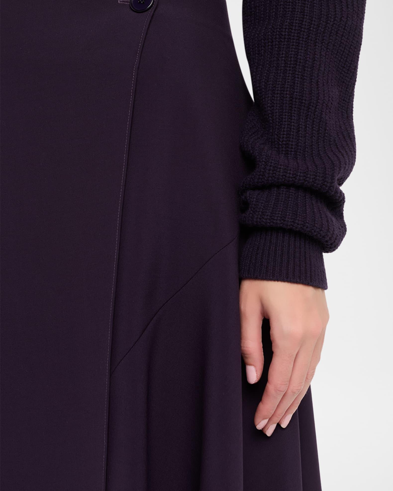 Draped  Wool Broadcloth Wrap Midi Skirt Product Image