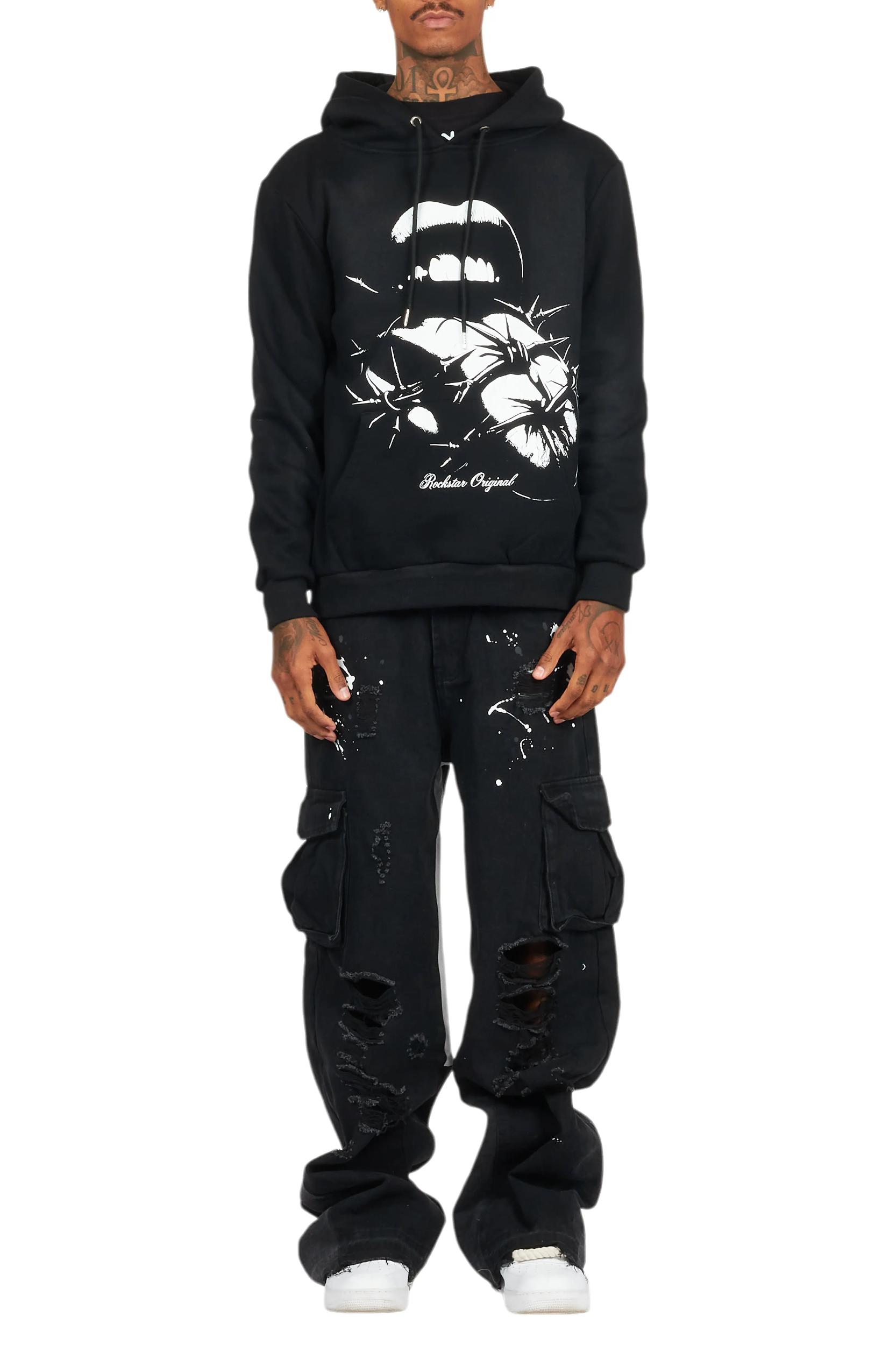 Schmear Black Graphic Hoodie Male Product Image