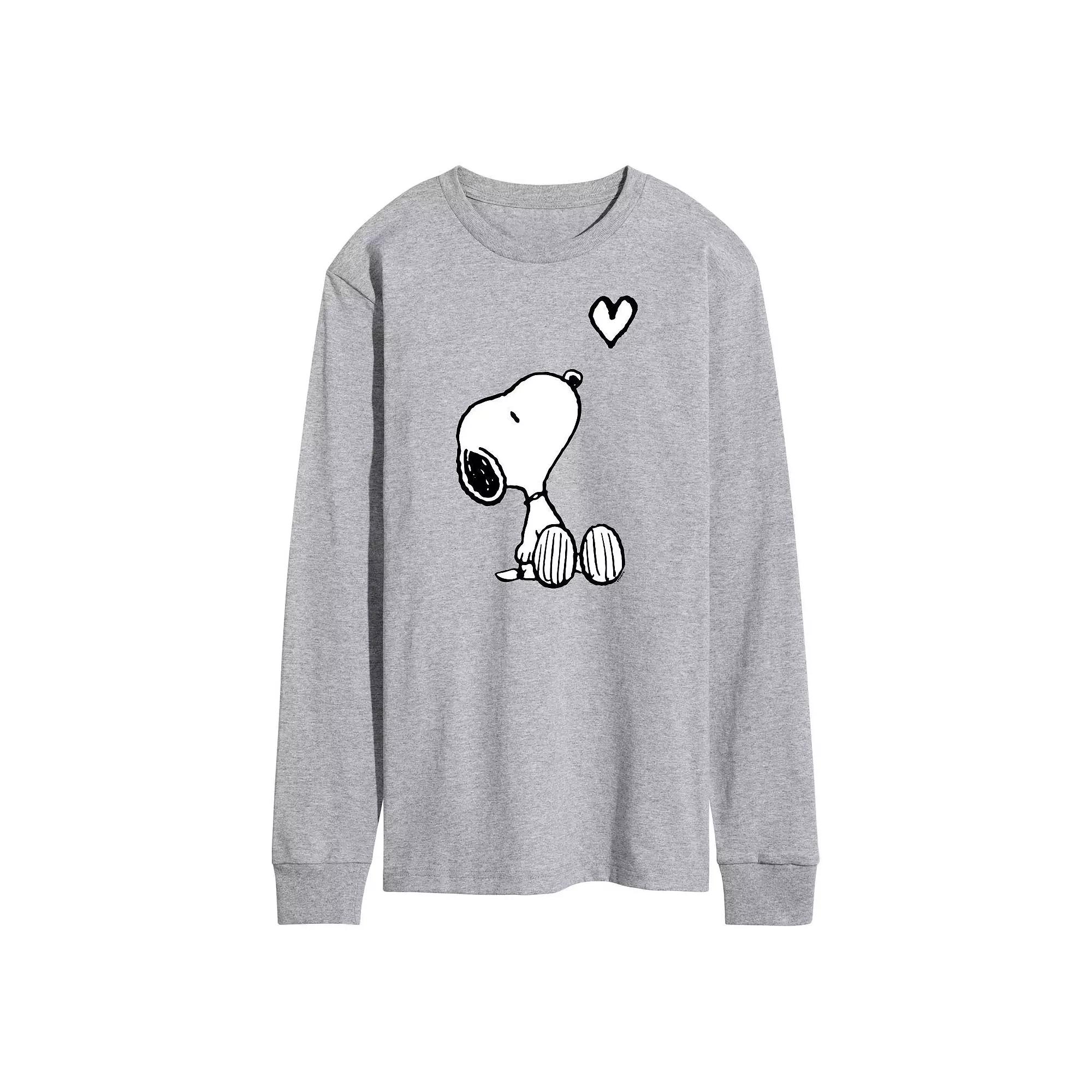 Men's Peanuts Snoopy Heart Long Sleeve Graphic Tee,  Product Image