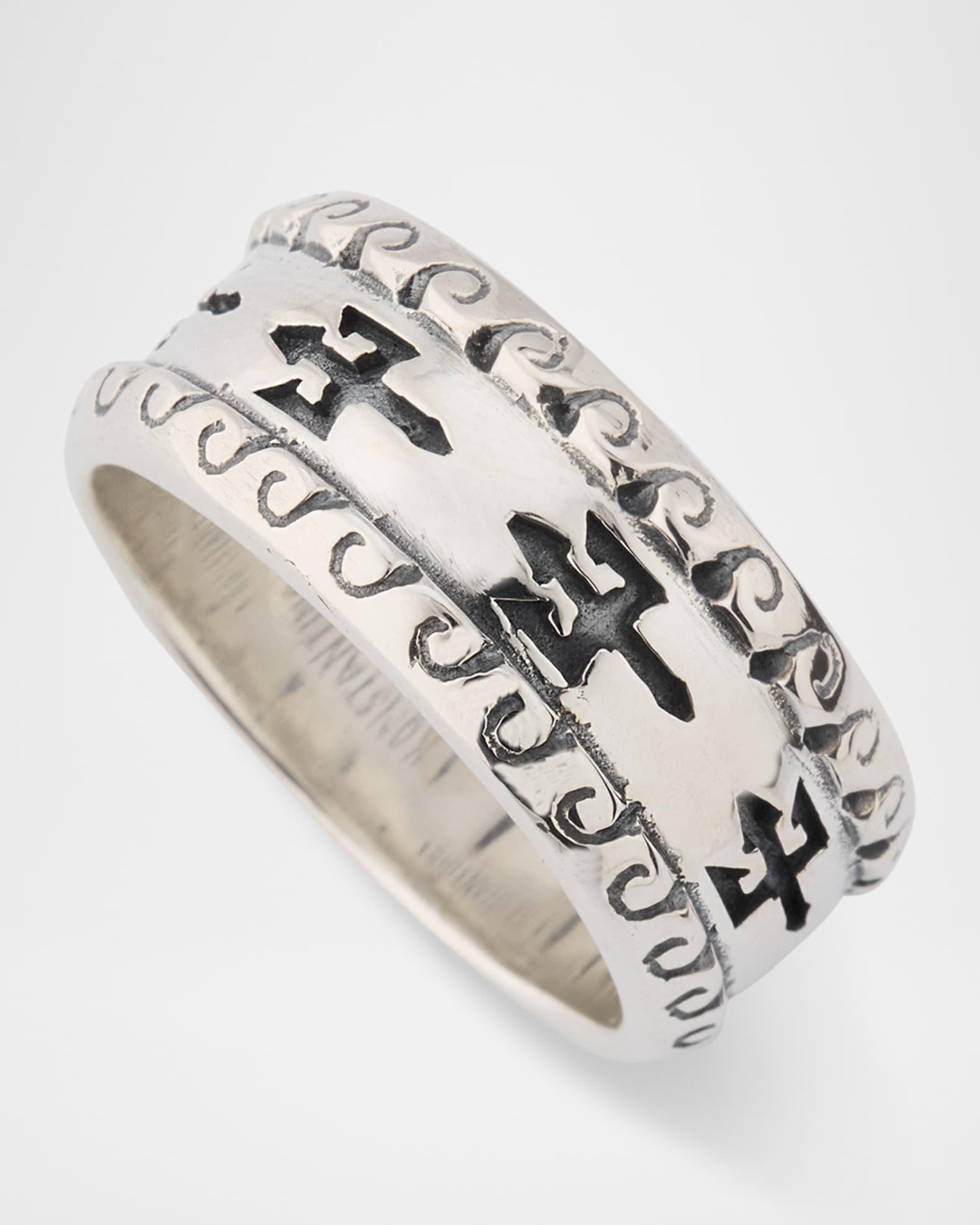 Mens Hydra Sterling Silver Band Ring Product Image