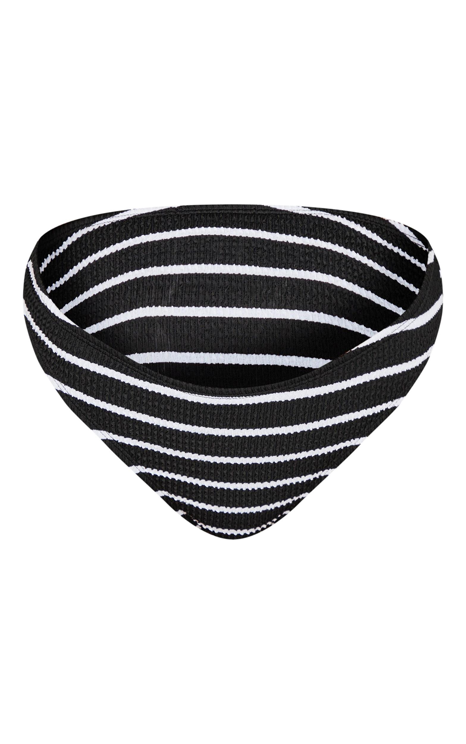 Black Striped Crinkle Tanga Bikini Bottoms Product Image