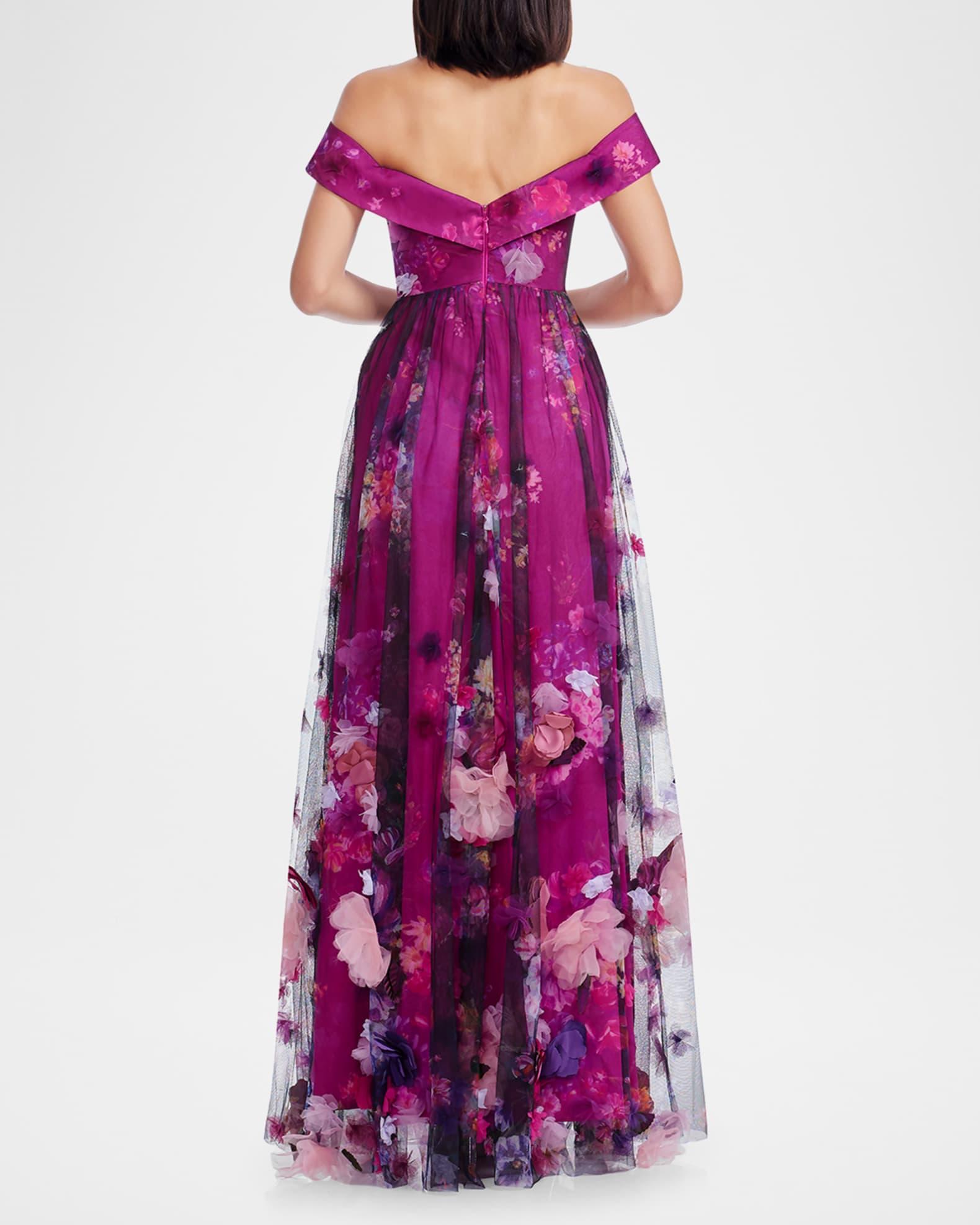 Aurea Off-Shoulder Floral Applique Gown Product Image