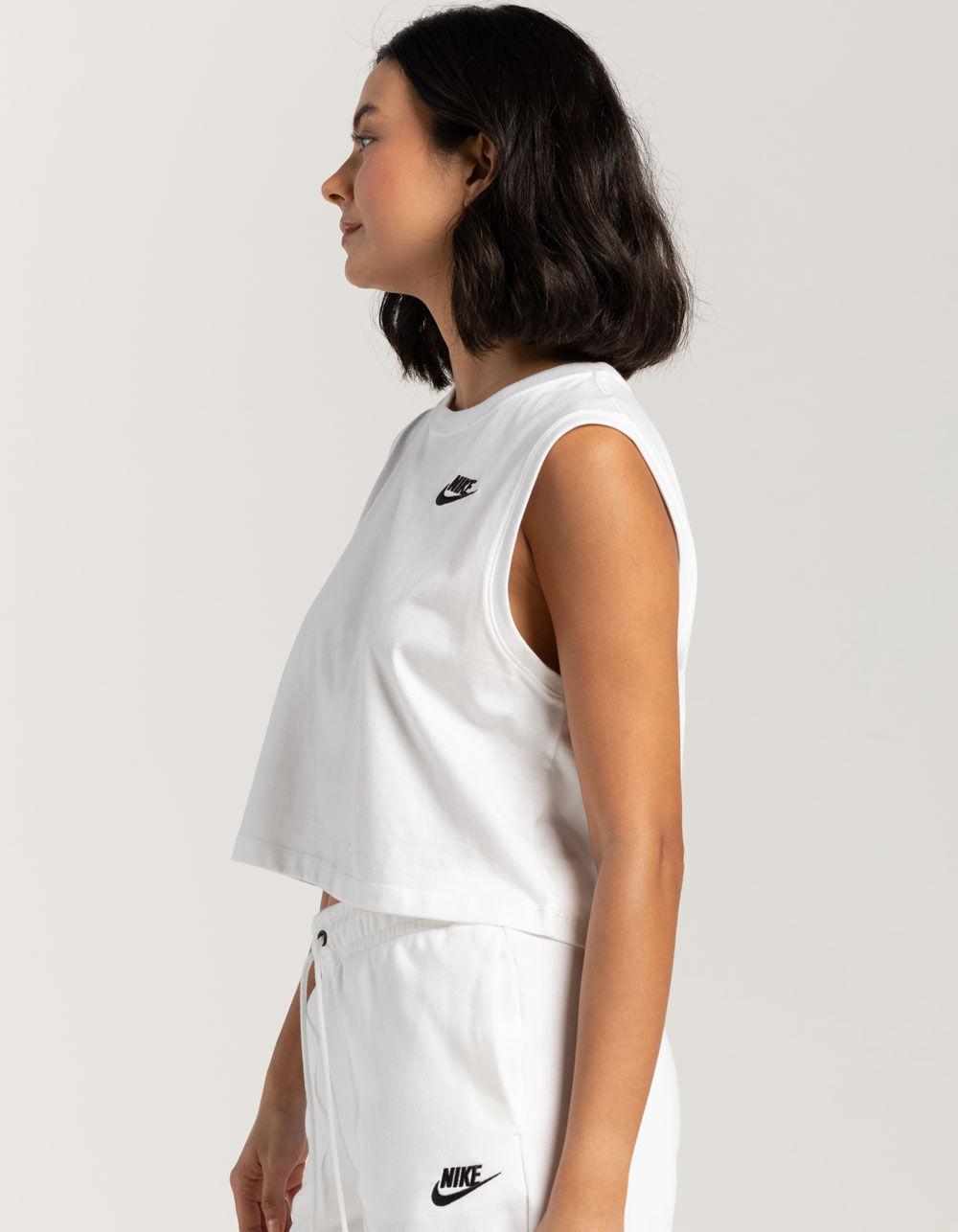 NIKE Sportswear Club Womens Crop Muscle Tee - WHITE Product Image