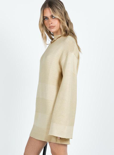 Cheyenne Knit Sweater Dress Beige Product Image