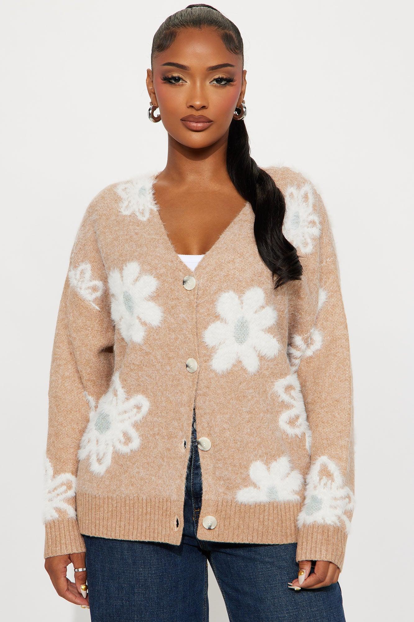 Basking In Spring Floral Cardigan - Taupe Female Product Image