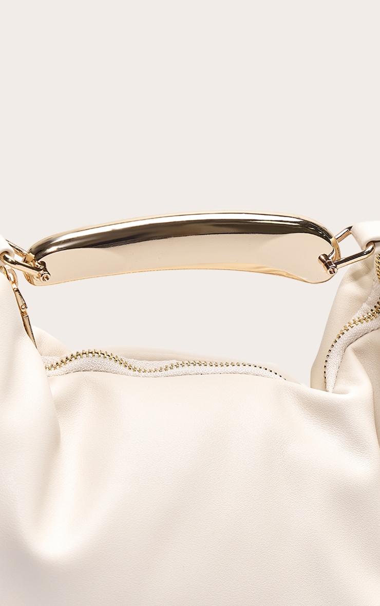 Cream PU Gold Abstract Handle Hand Bag Product Image