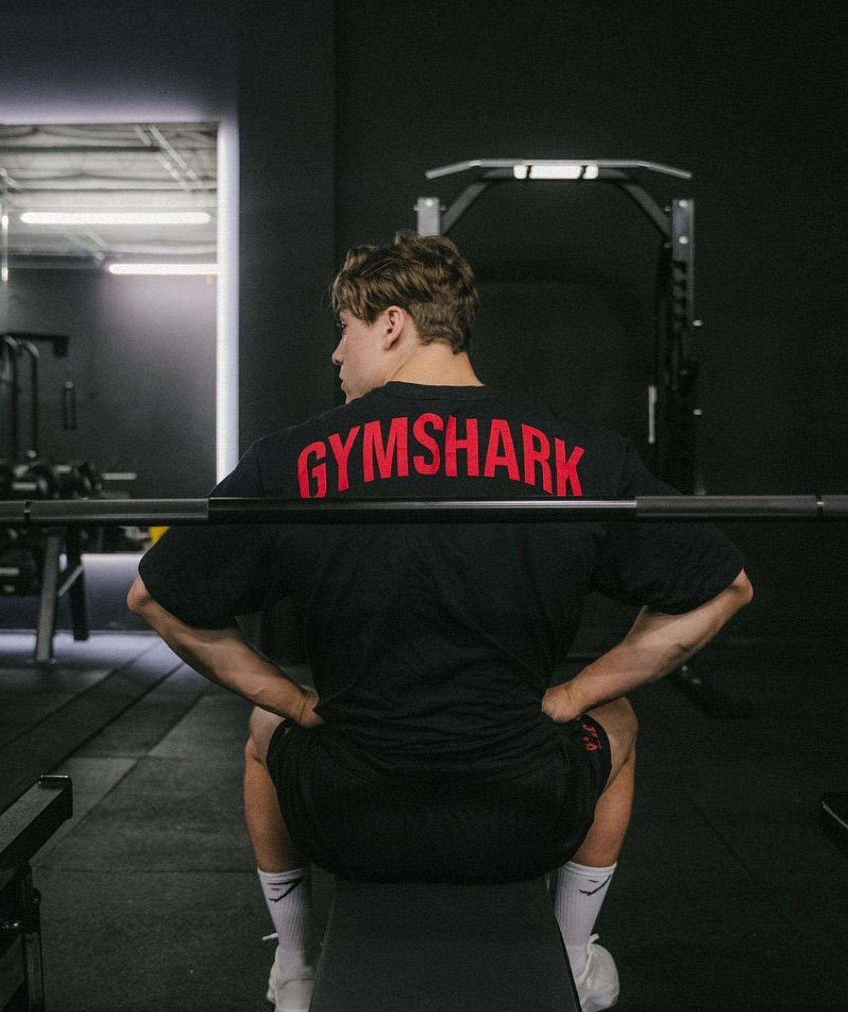 Gymshark Power T-Shirt - Black/Conditioning Red Male Product Image